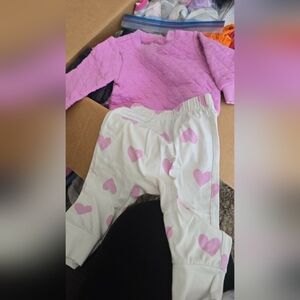Cat & Jack White Leggings with Pink Hearts Girls Matching Set
